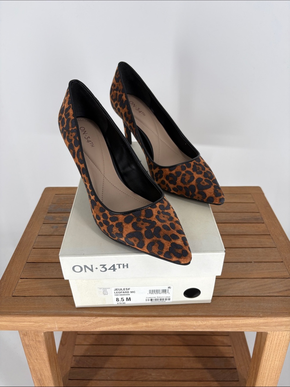 New women’s ON 34th Leopard Print Pointed-Toe Pumps in Brown size 8.5 M